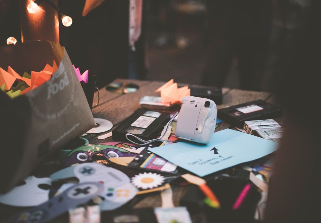 Untidy table after a company event